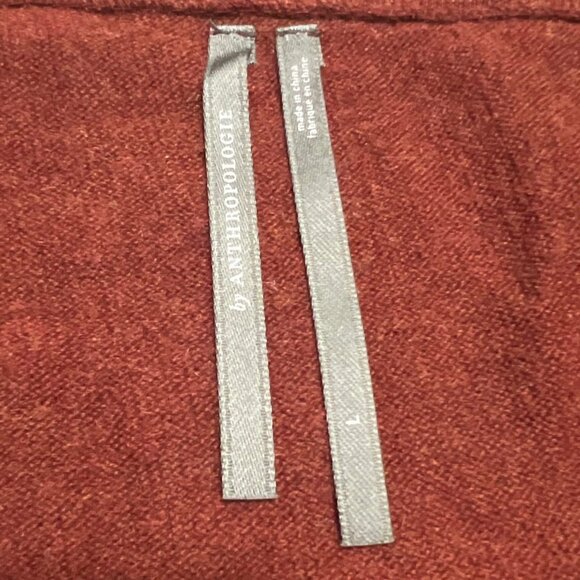 Anthropologie One Shoulder Rust Tie Waist Wool Blend Sweater Dress Size Large - Picture 9 of 11